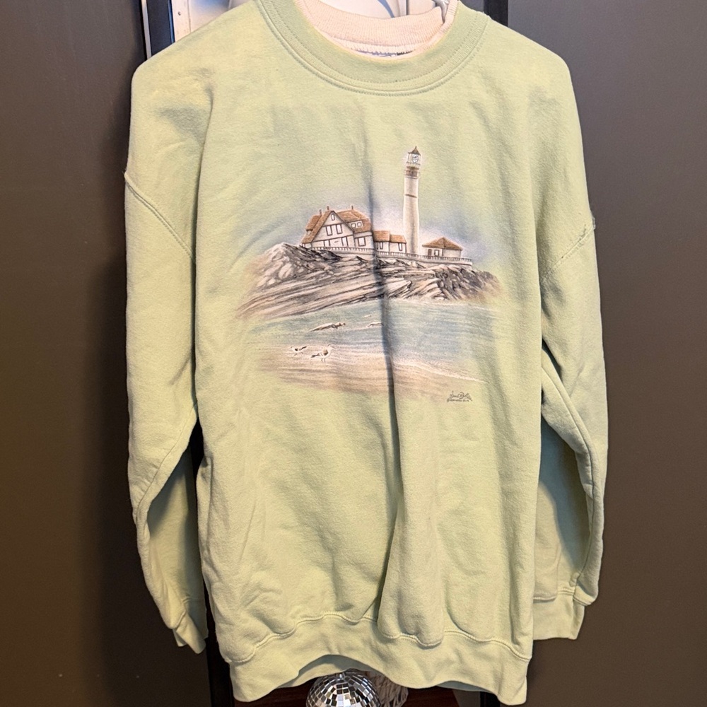 Men's Green Lighthouse Print Sweater
